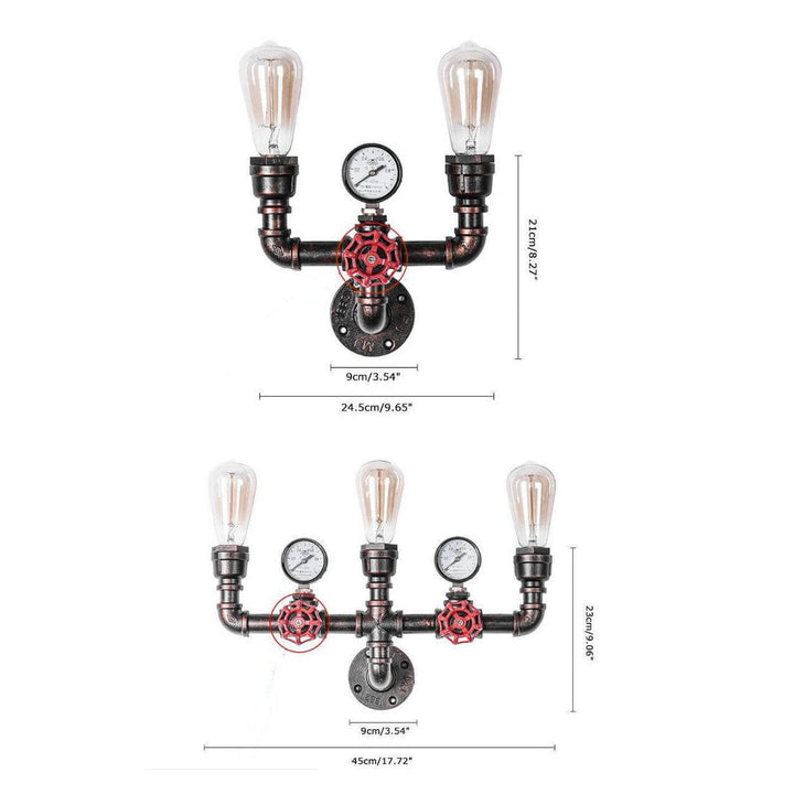 Industrial Metal 3-Light Wall Sconce