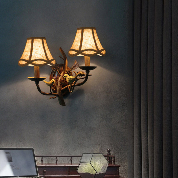 Vintage Fabric 2-Light Wall Sconce
