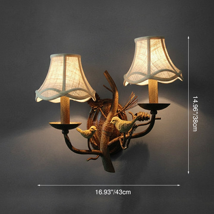 Vintage Fabric 2-Light Wall Sconce