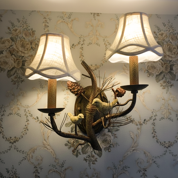 Vintage Fabric 2-Light Wall Sconce