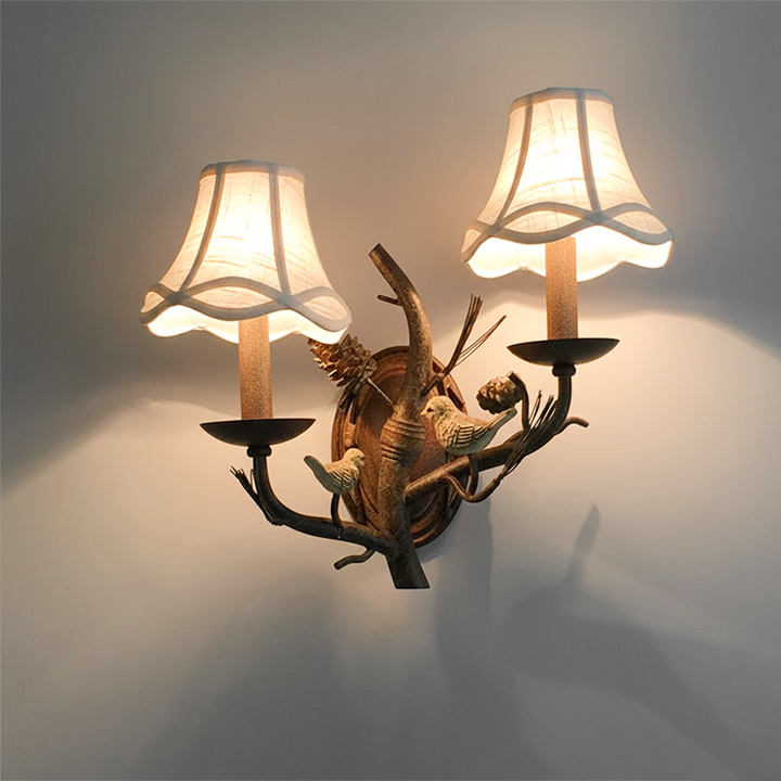 Vintage Fabric 2-Light Wall Sconce