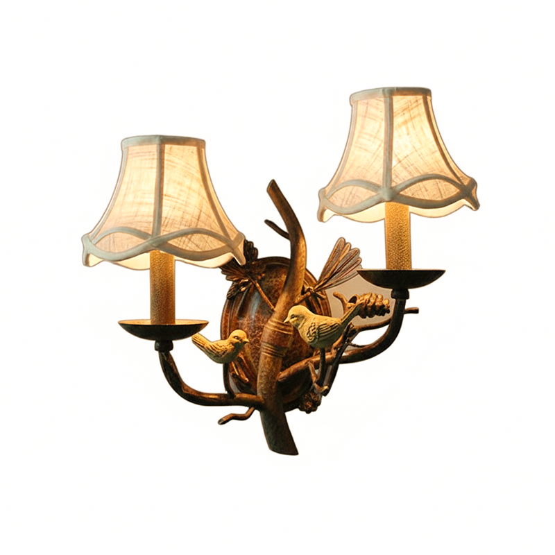 Vintage Fabric 2-Light Wall Sconce