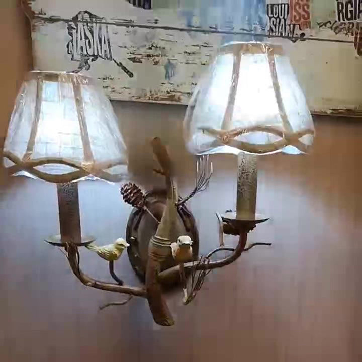 Vintage Fabric 2-Light Wall Sconce