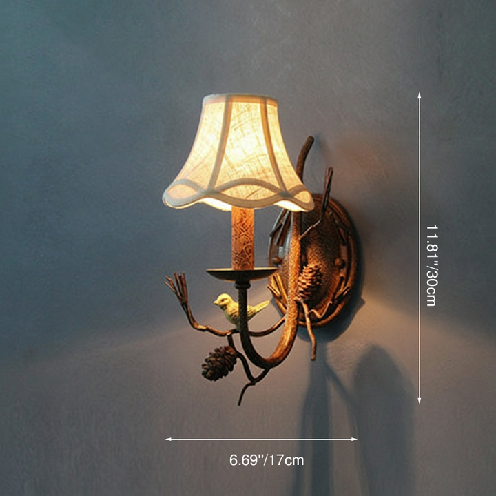 Vintage Fabric 2-Light Wall Sconce