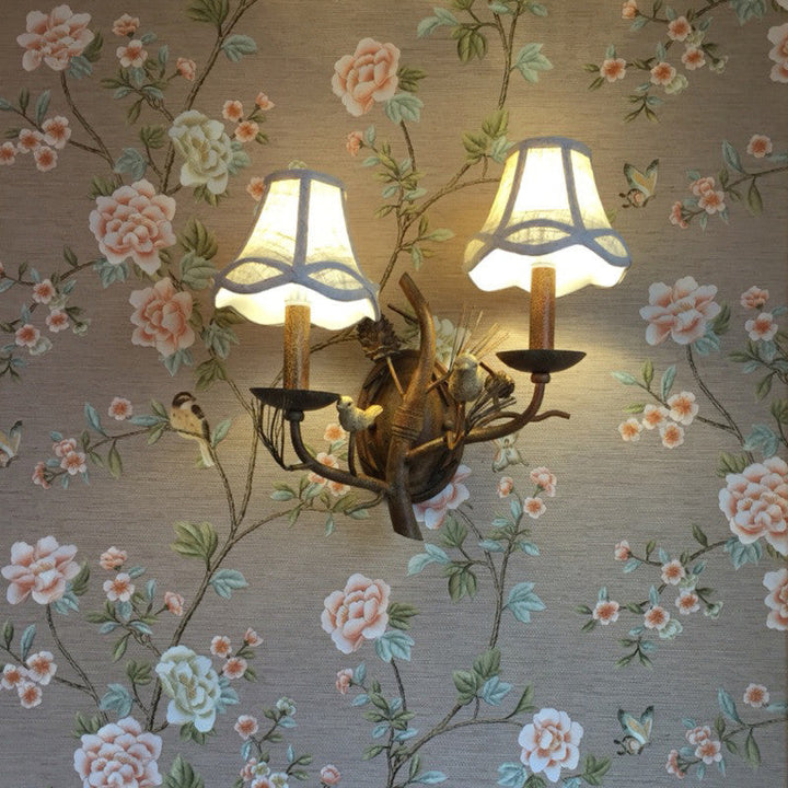 Vintage Fabric 2-Light Wall Sconce
