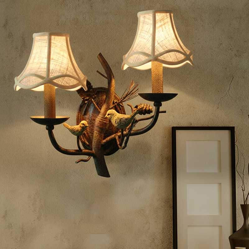 Vintage Fabric 2-Light Wall Sconce