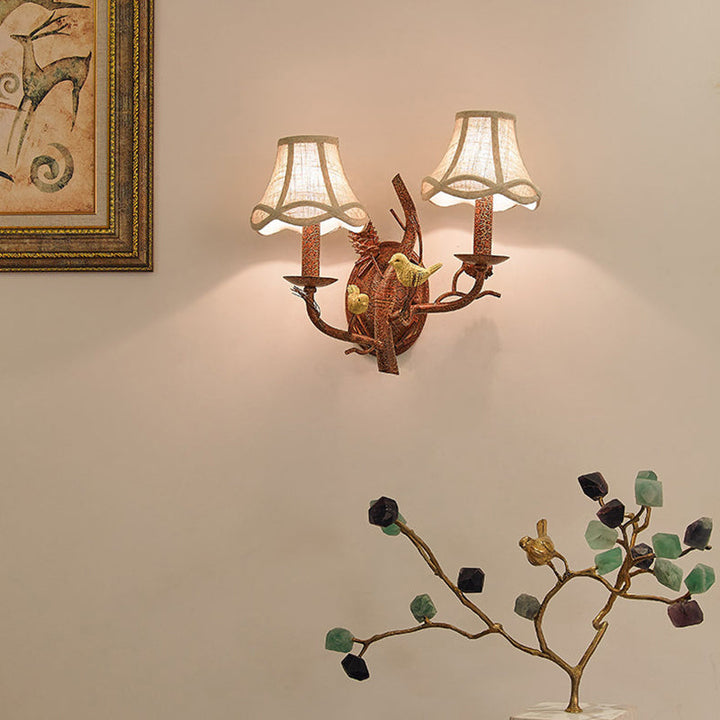 Vintage Fabric 2-Light Wall Sconce