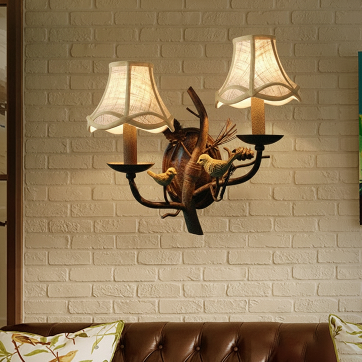 Vintage Fabric 2-Light Wall Sconce