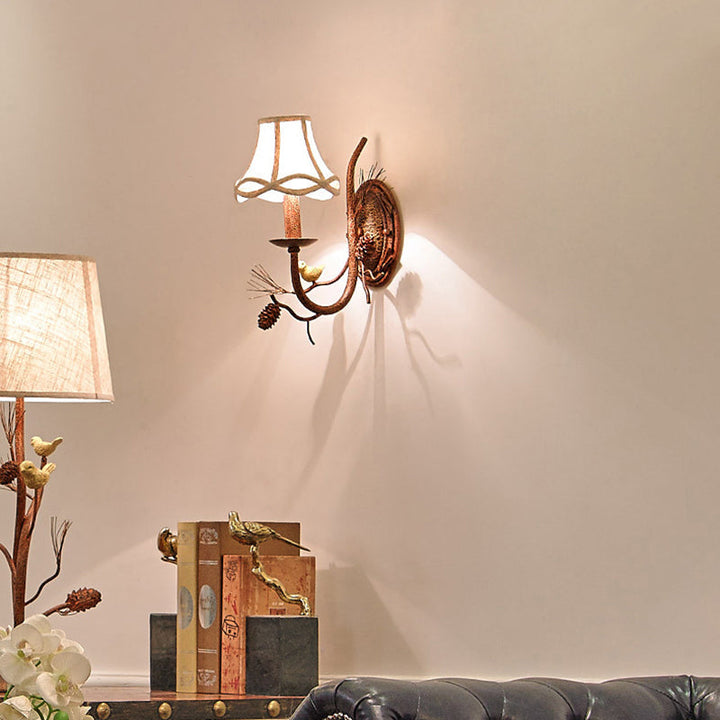 Vintage Fabric 2-Light Wall Sconce