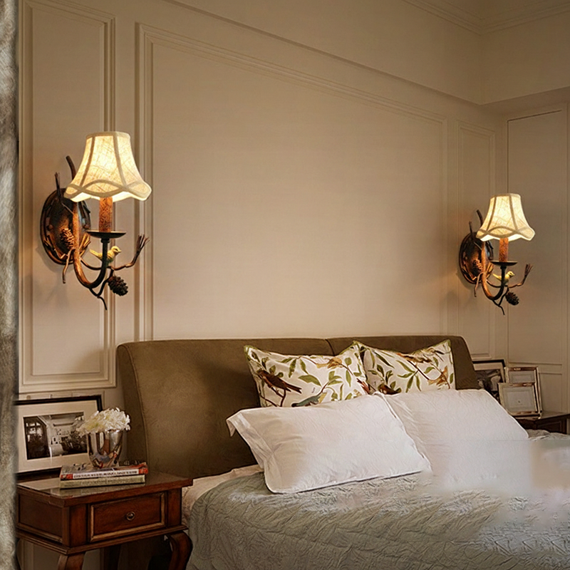 Vintage Fabric 2-Light Wall Sconce