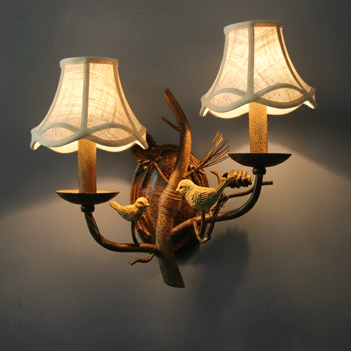 Vintage Fabric 2-Light Wall Sconce