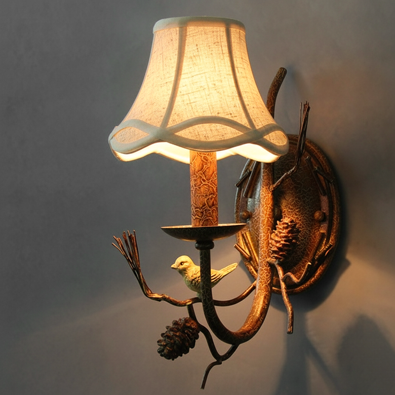 Vintage Fabric 2-Light Wall Sconce