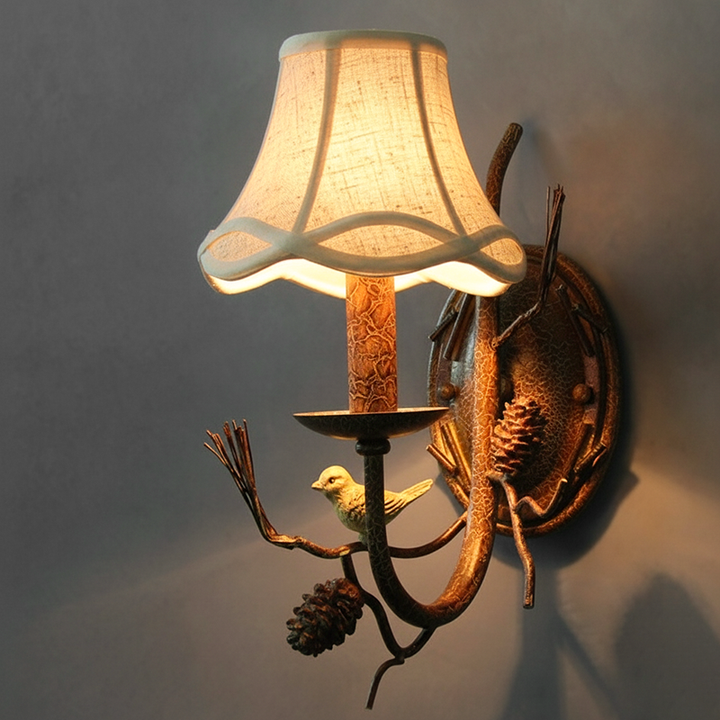 Vintage Fabric 2-Light Wall Sconce