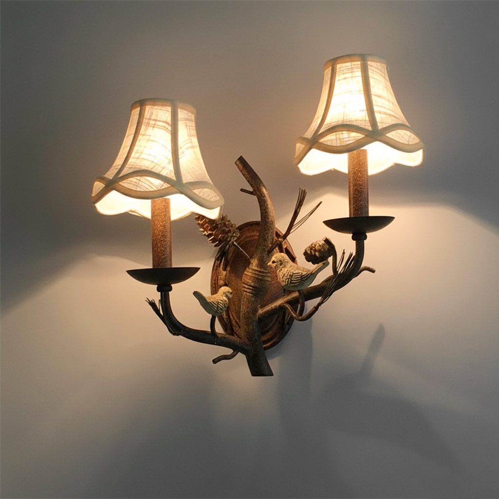 Vintage Fabric 2-Light Wall Sconce