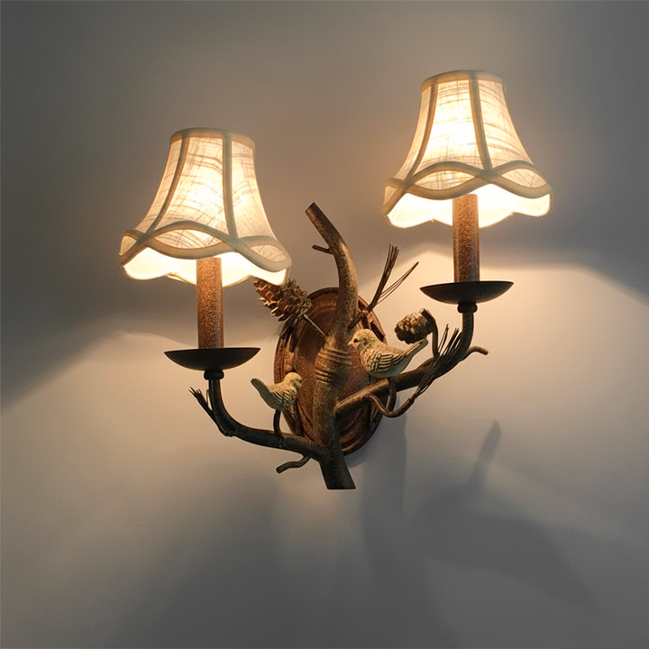 Vintage Fabric 2-Light Wall Sconce