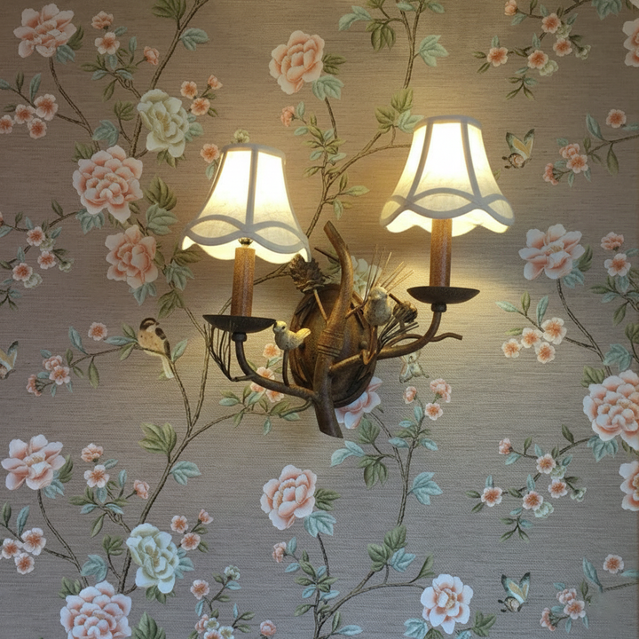 Vintage Fabric 2-Light Wall Sconce