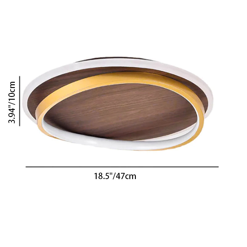 Minimalist Circular Walnut LED Flush Mount Ceiling Light