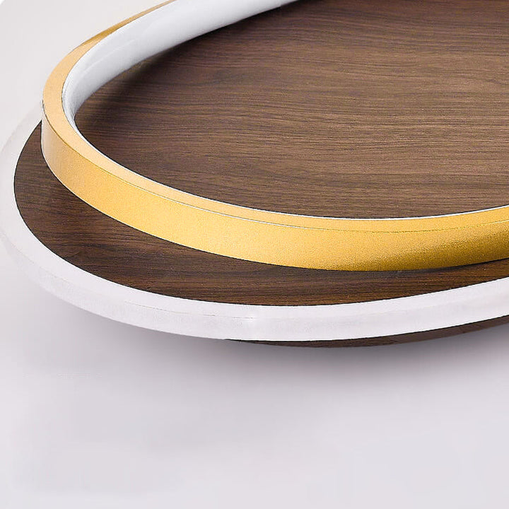Minimalist Circular Walnut LED Flush Mount Ceiling Light