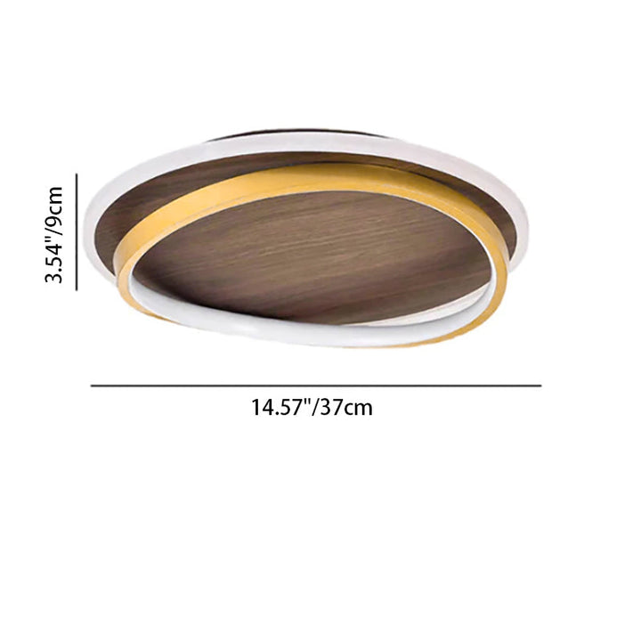 Minimalist Circular Walnut LED Flush Mount Ceiling Light