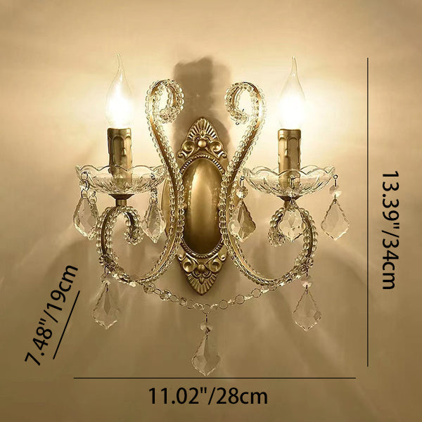 European Vintage Crystal 2-Light Wall Sconce