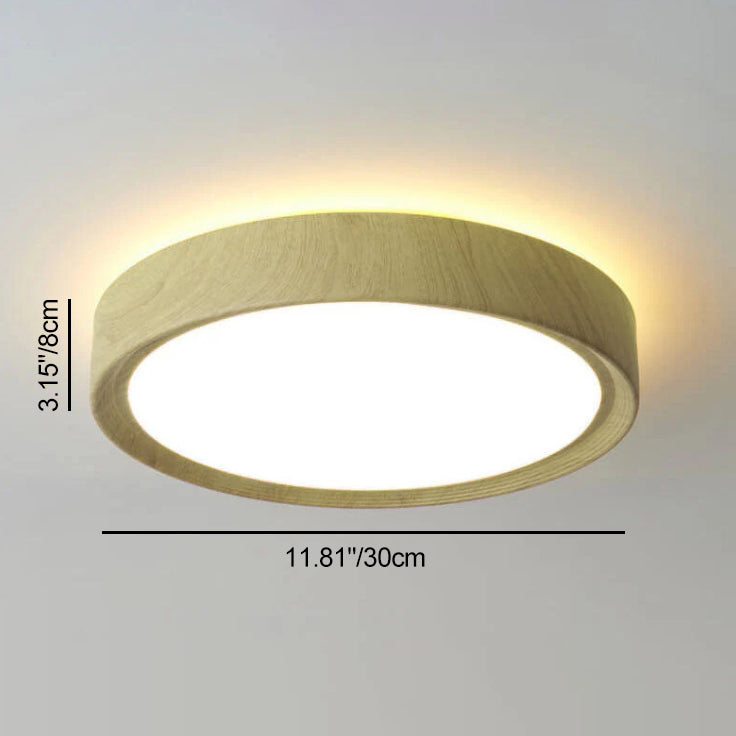 Modern Round Wood LED Flush Mount Ceiling Light