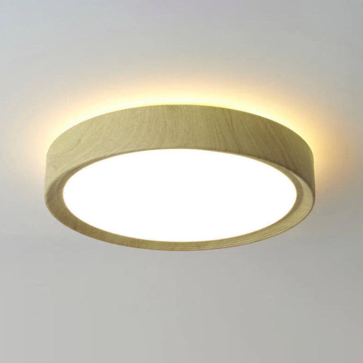Modern Round Wood LED Flush Mount Ceiling Light