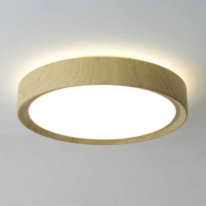 Modern Round Wood LED Flush Mount Ceiling Light