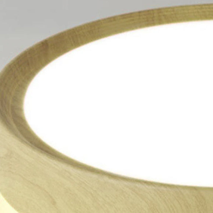 Modern Round Wood LED Flush Mount Ceiling Light