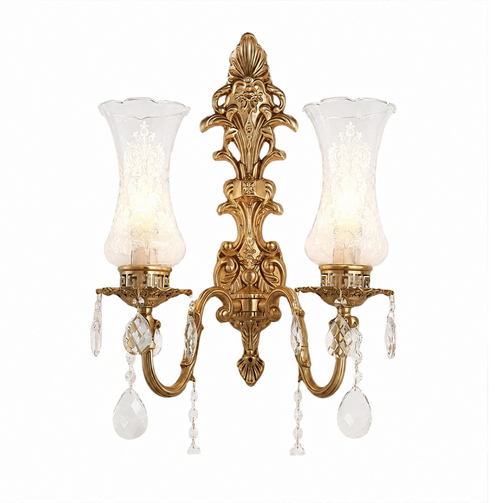 French Traditional Crystal 2-Light Wall Sconce