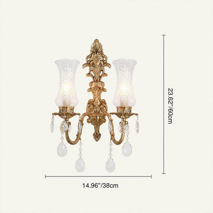 French Traditional Crystal 2-Light Wall Sconce