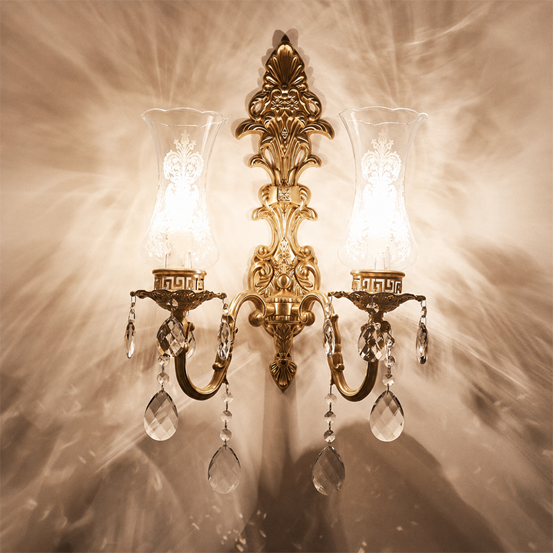 French Traditional Crystal 2-Light Wall Sconce