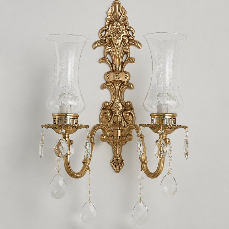 French Traditional Crystal 2-Light Wall Sconce