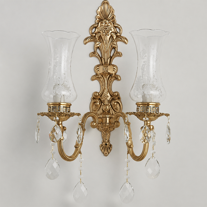 French Traditional Crystal 2-Light Wall Sconce