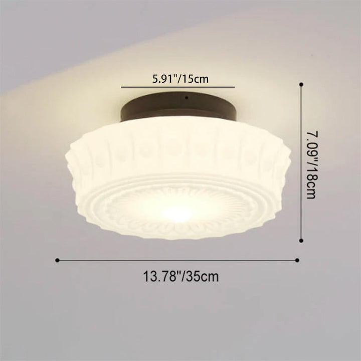Traditional Round Glass LED Semi-Flush Ceiling Light
