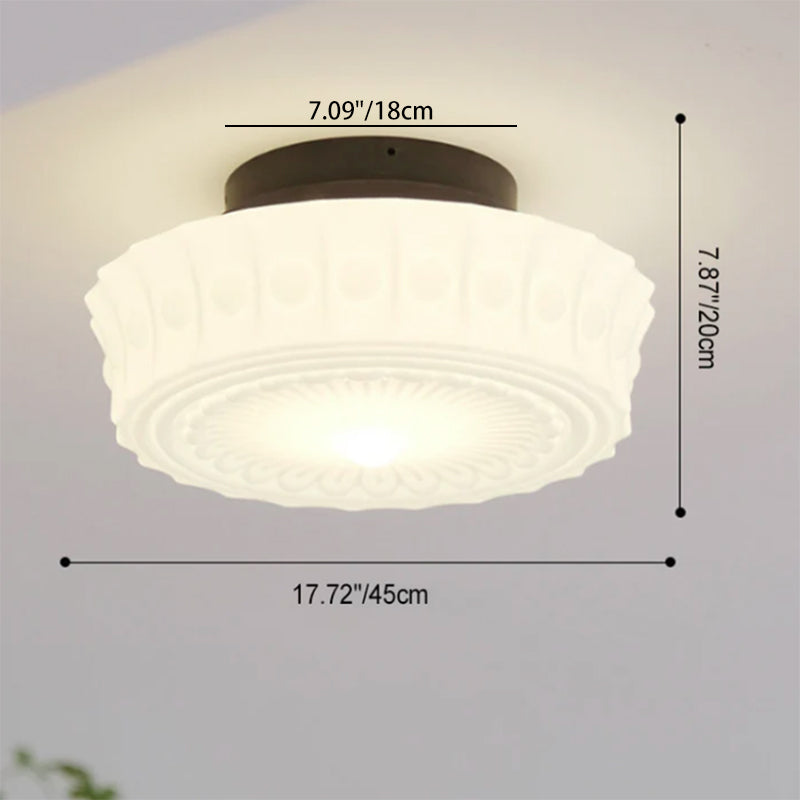 Traditional Round Glass LED Semi-Flush Ceiling Light