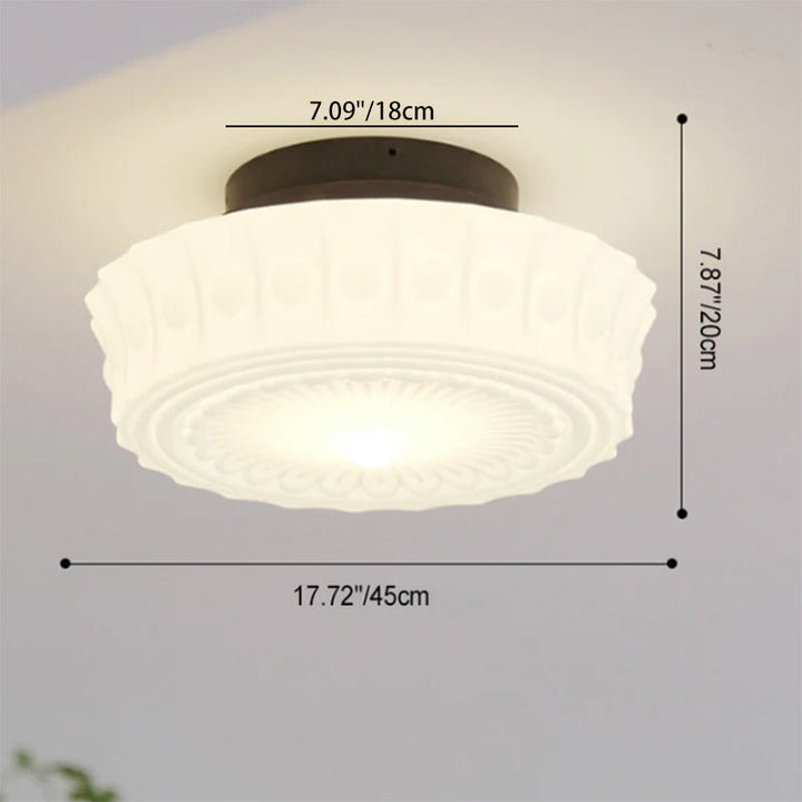 Traditional Round Glass LED Semi-Flush Ceiling Light
