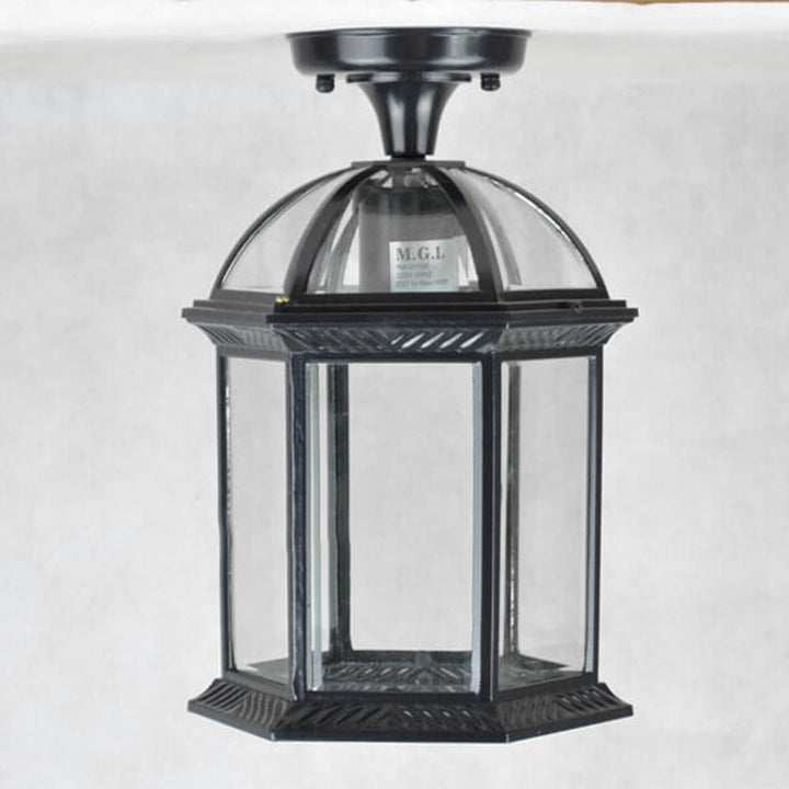 Traditional Lantern Waterproof Semi-Flush Ceiling Light