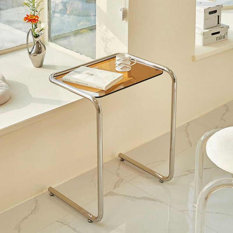 Minimalist Rectangular Tempered Glass Side Table