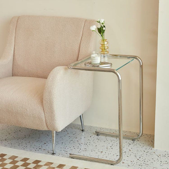 Minimalist Rectangular Tempered Glass Side Table