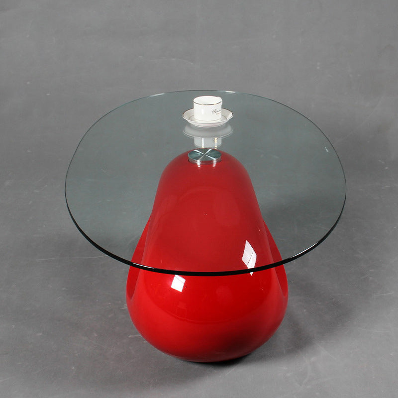 Modern Minimalist Round Hollow Design ABS Tempered Glass Coffee Table 2-Tier For Living Room