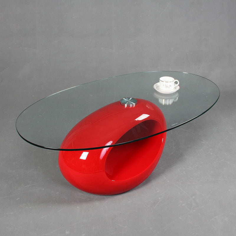 Modern Minimalist Round Hollow Design ABS Tempered Glass Coffee Table 2-Tier For Living Room