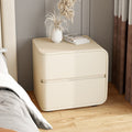 Modern Minimalist Rectangular Pine Solid Wood Microfiber Leather Carbon Steel Nightstand 2-Drawer For Bedroom