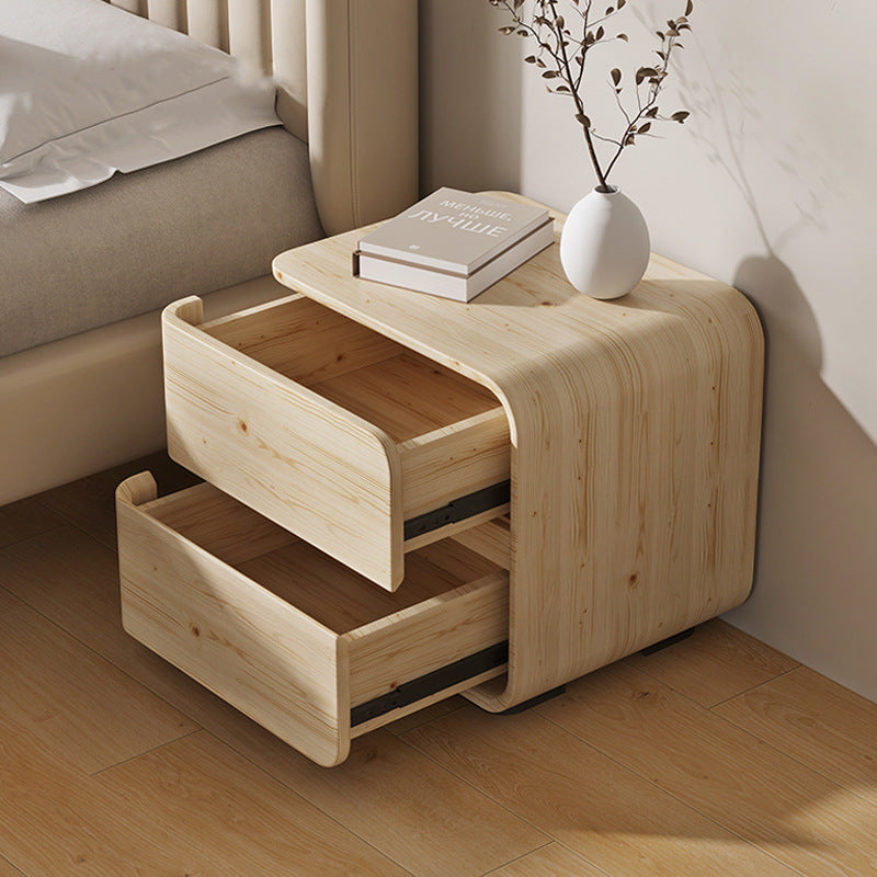 Pine Minimalist Rectangular Solid Wood Nightstand