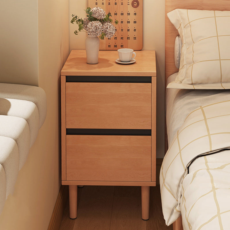 High-Leg Minimalist Rectangular Solid Wood Nightstand