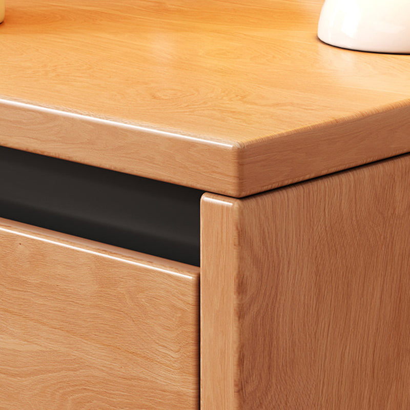 High-Leg Minimalist Rectangular Solid Wood Nightstand