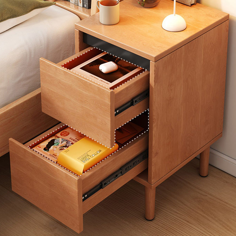 High-Leg Minimalist Rectangular Solid Wood Nightstand