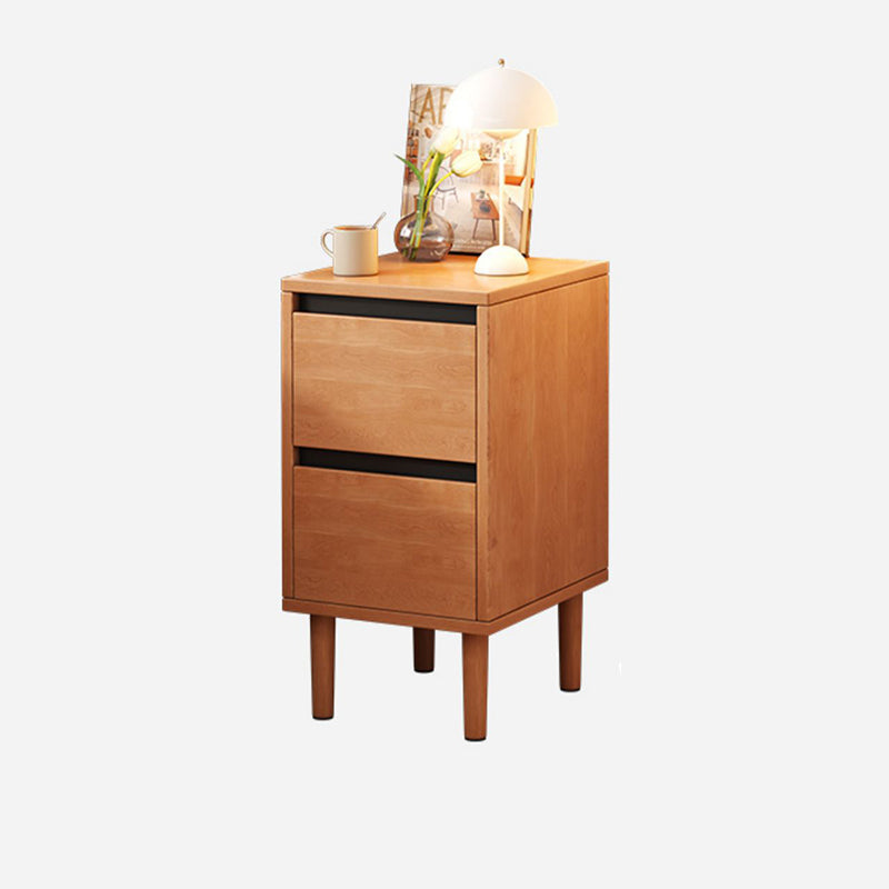 High-Leg Minimalist Rectangular Solid Wood Nightstand