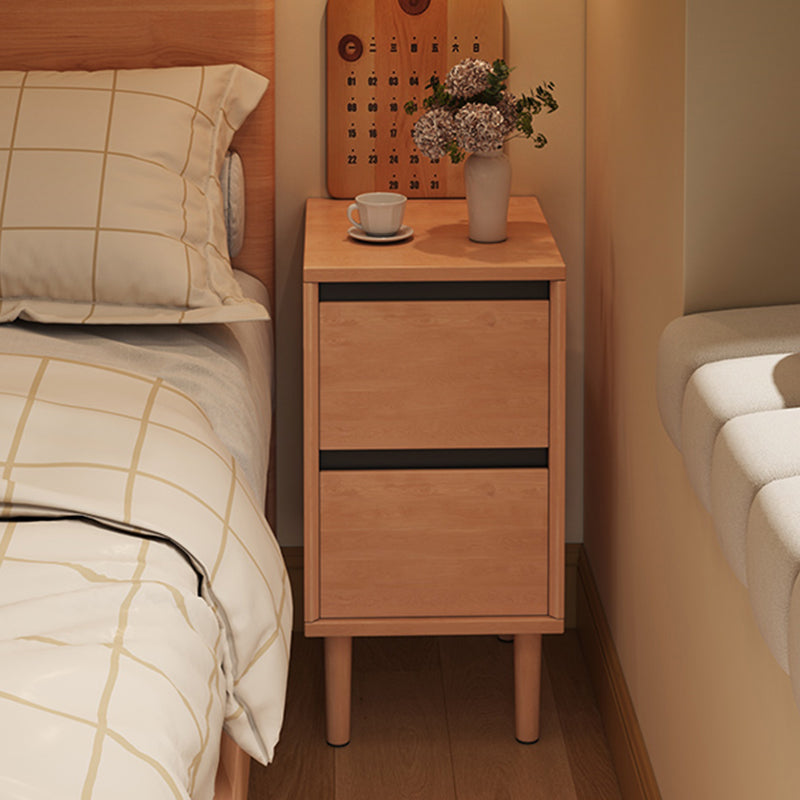 High-Leg Minimalist Rectangular Solid Wood Nightstand