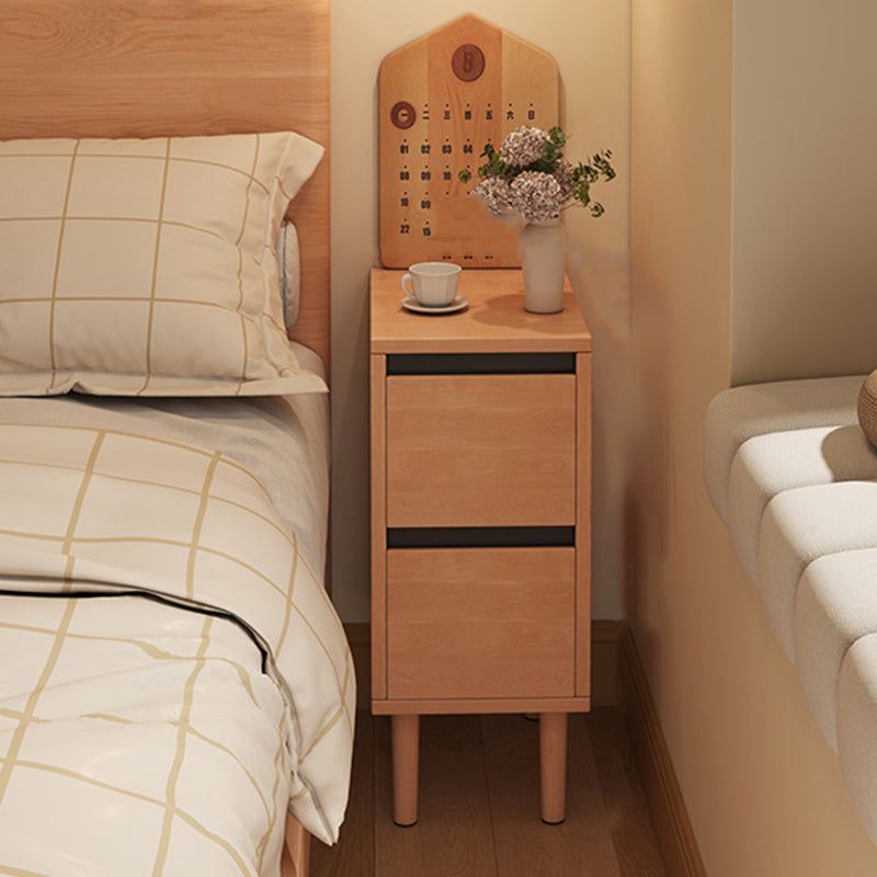 High-Leg Minimalist Rectangular Solid Wood Nightstand