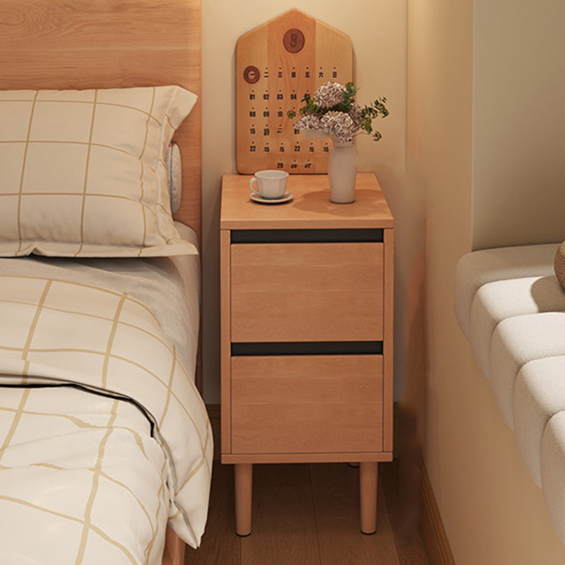 High-Leg Minimalist Rectangular Solid Wood Nightstand